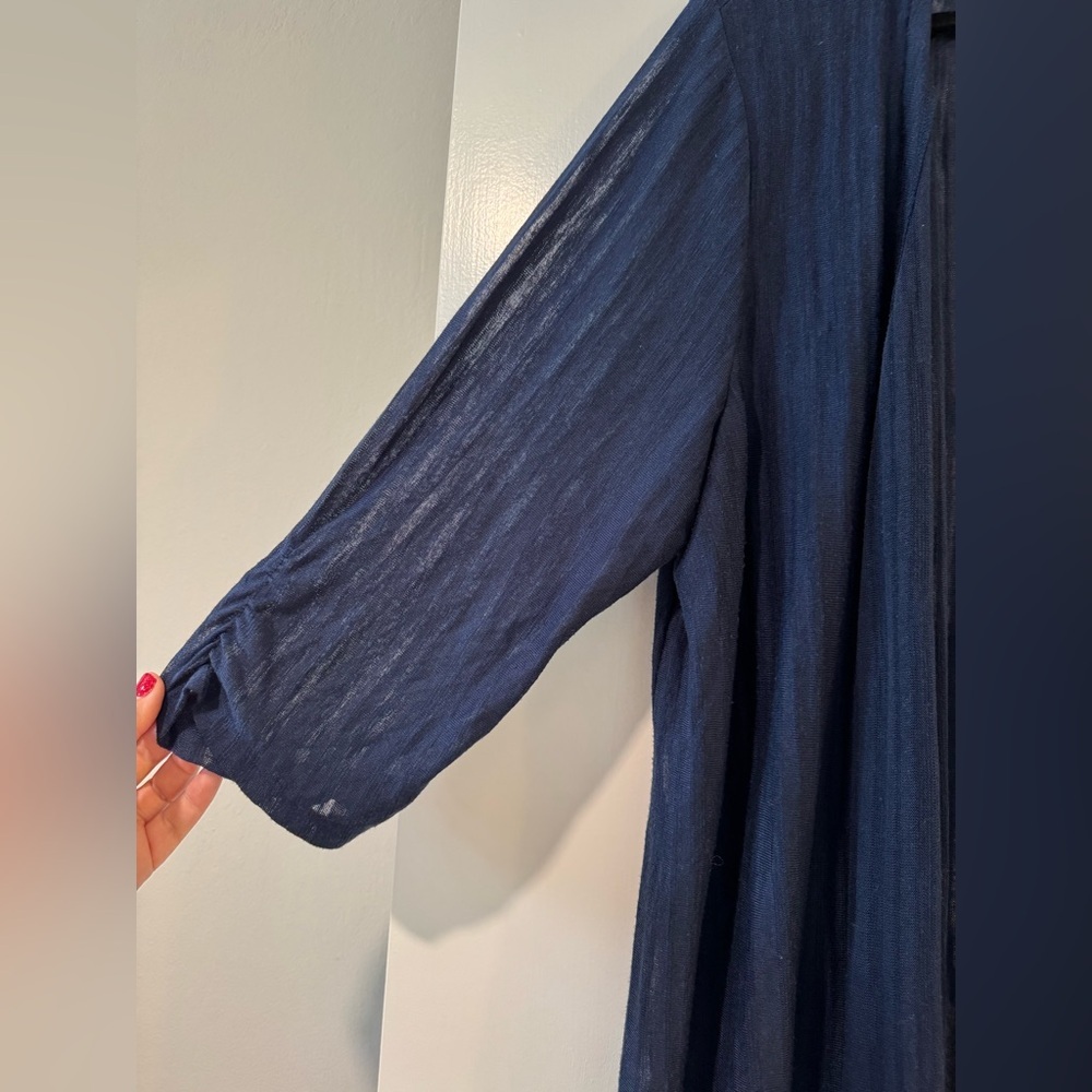 Catherines lightweight cardigan open front 22/24 in navy blue 3/4 sleeve - Picture 6 of 6